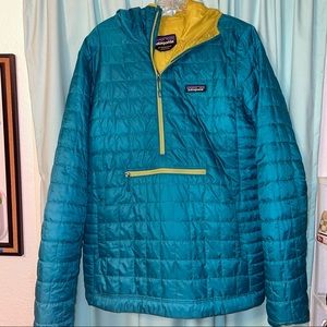 Patagonia Nano Puff Bivy Pullover Jacket Size XL Blue Lime Green